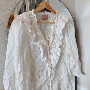 Show Me Your Mumu White Lace Ruffle Blouse | Boho Peasant Top